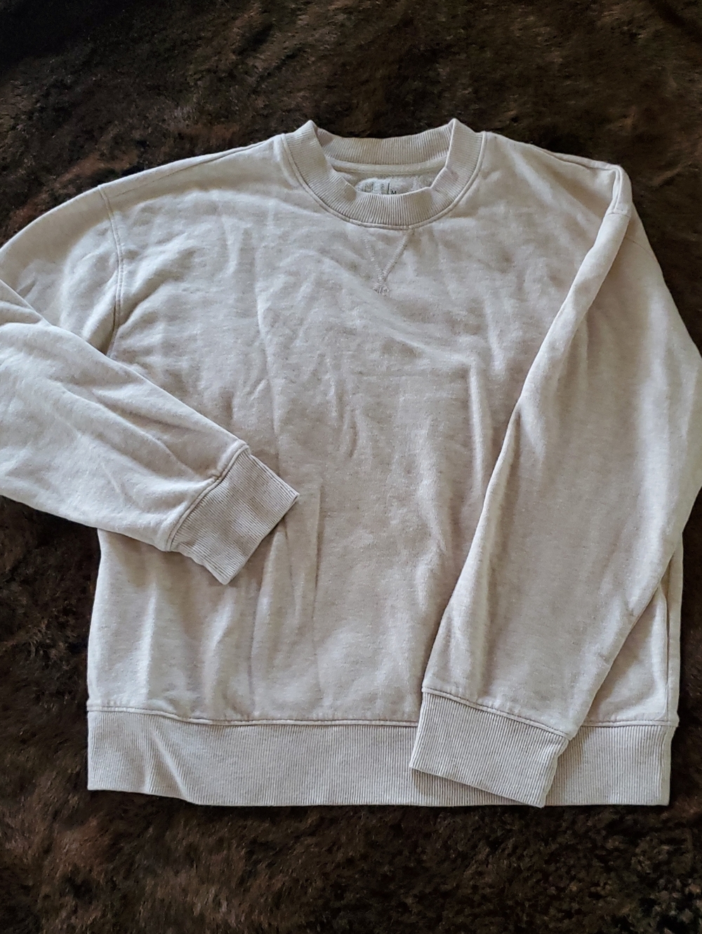 TIME AND TRU French Terry  Crewneck Sweatshirt in Oatmeal